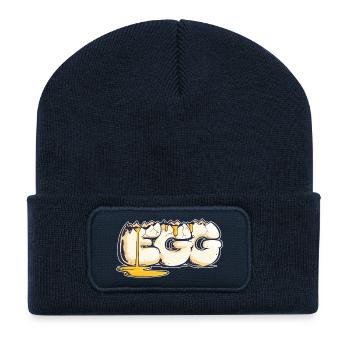Egg, mot dessiné (2) - Beanie recyclé à patch - bleu marine - Devant