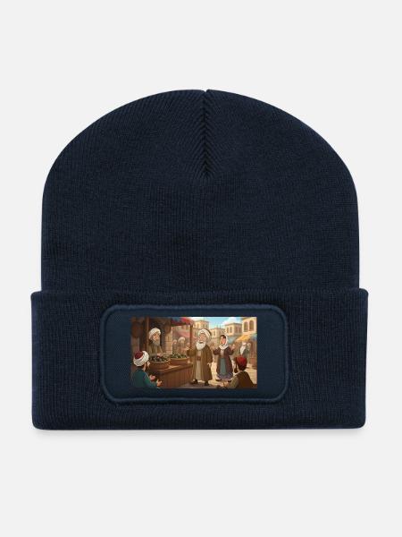 Nasreddin Hodja at the bazaar: Everyday wisdom - Recycled Patch Beanie - french navy