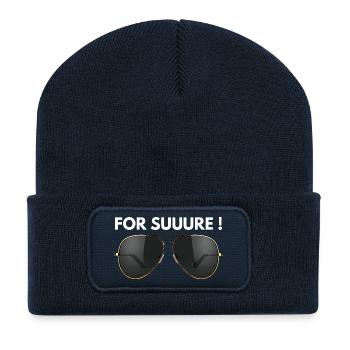 Affirmative Botschaft mit minimalistischem Stil - Recycelte Patch Beanie - French Navy - Vorne
