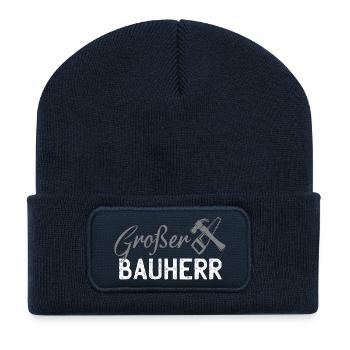 Silhouette d’outil de construction - Beanie recyclé à patch - bleu marine - Devant