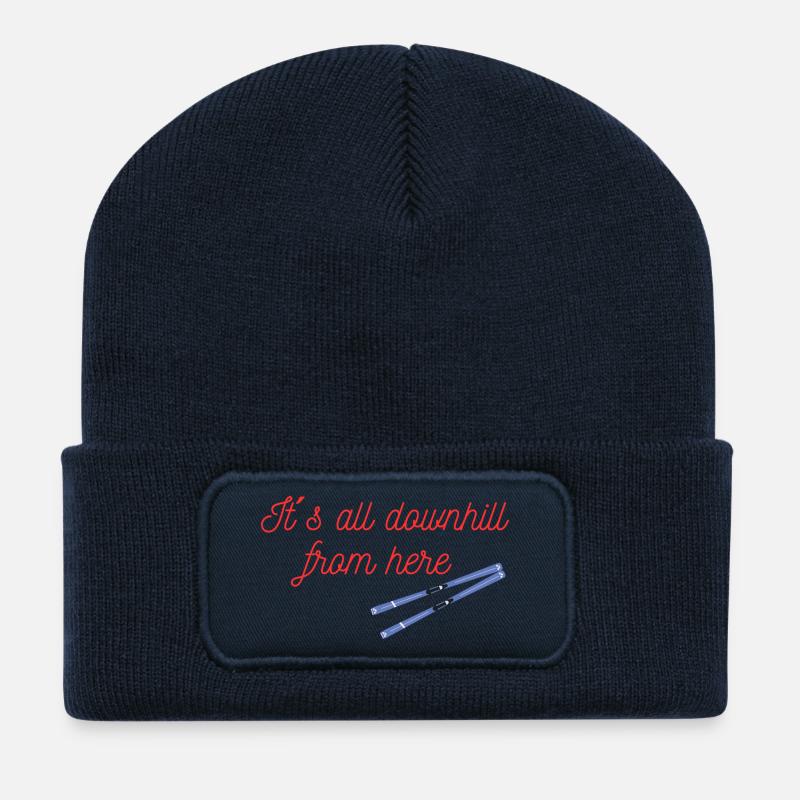 Von hier aus Ski Abfahrt - Recycelte Patch Beanie - French Navy