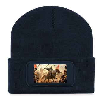 Le Serment de Sir Lancelot, chevalier de la Table ronde - Beanie recyclé à patch - bleu marine - Devant