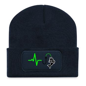 Angler Pulse Fish Silhouette - Recycled Patch Beanie - french navy - Front