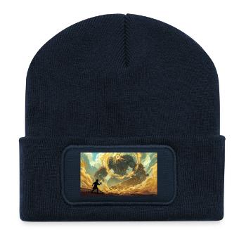 David vs Goliath: shepherd’s stone hits giant - Recycled Patch Beanie - french navy - Front