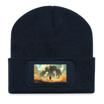David gegen Goliath: Junger Hirte trifft auf riesige Warri - Recycelte Patch Beanie - French Navy - Vorne