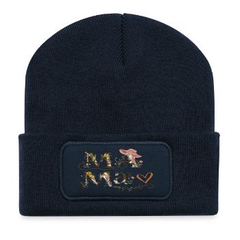 Blumenbuchstaben Mama - Recycelte Patch Beanie - French Navy - Vorne