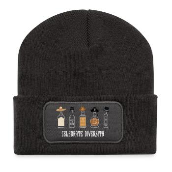 Celebrate Diversity Drinking Humor – Party Design - Recycelte Patch Beanie - Dunkelgrau - Vorne