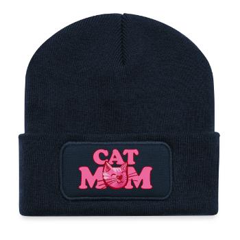 Graphique rose audacieux de la Maman Chat - Beanie recyclé à patch - bleu marine - Devant