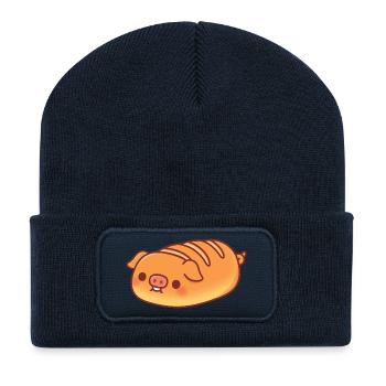 Süßes Schweine-Baguette-Brotbrot - Recycelte Patch Beanie - French Navy - Vorne