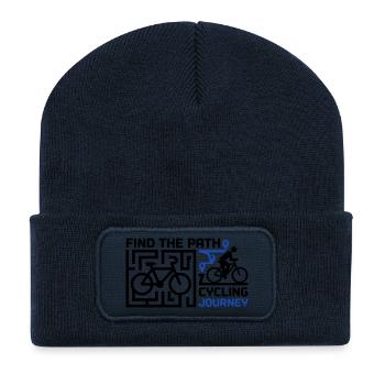 Bicycle Labyrinth Tour Lettering - Recycled Patch Beanie - french navy - Front