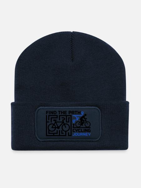 Fahrrad Labyrinth Tour Schriftzug - Recycelte Patch Beanie - French Navy