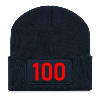 100. 100 ANS. 100e ANNIVERSAIRE. ANNIVERSAIRE 100  - Beanie recyclé à patch - bleu marine - Devant