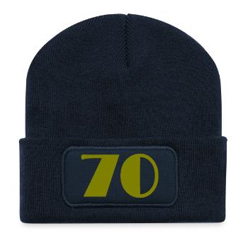 70. 70 ANS. 70e ANNIVERSAIRE. ANNIVERSAIRE 70 ANS. - Beanie recyclé à patch - bleu marine - Devant