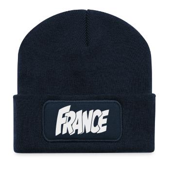 Frankreich, France Bold Comic Typography - Recycelte Patch Beanie - French Navy - Vorne