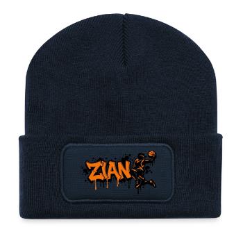 Zian Graffiti Dunk Orange - Recycelte Patch Beanie - French Navy - Vorne