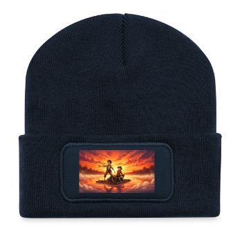 Tom Sawyer Huckleberry Finn Die Mississippi Calls - Recycelte Patch Beanie - French Navy - Vorne