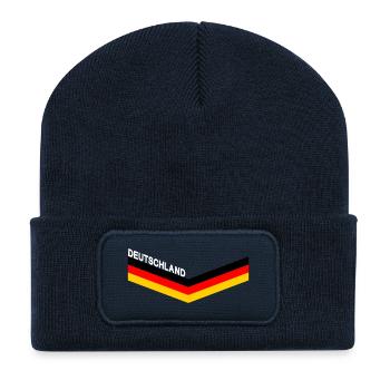 DEUTSCHLAND GERMANY EUROPA DEUTSCHE SPORT FAN - Recycelte Patch Beanie - French Navy - Vorne