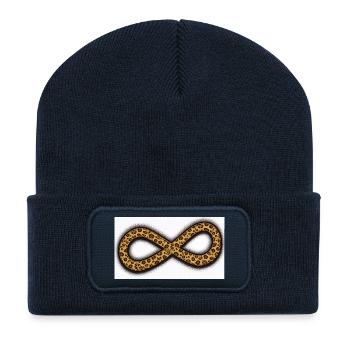 Symbole de l’infini du léopard - Beanie recyclé à patch - bleu marine - Devant
