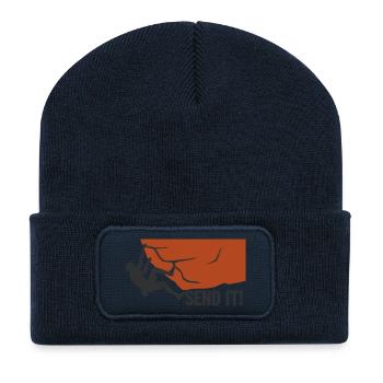 Send It Boulderer Silhouette - Recycelte Patch Beanie - French Navy - Vorne