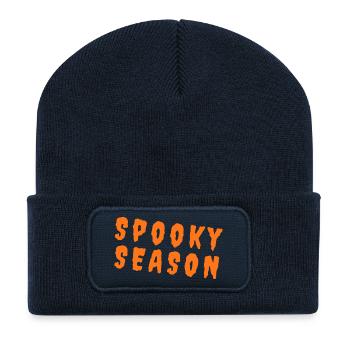 Spooky Season – Pumpkin Orange Typography - Recycelte Patch Beanie - French Navy - Vorne