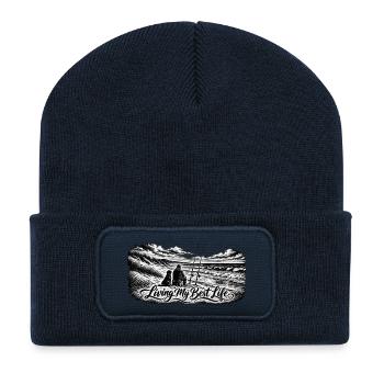 Angeln Lebensfreude am Meer - Recycelte Patch Beanie - French Navy - Vorne