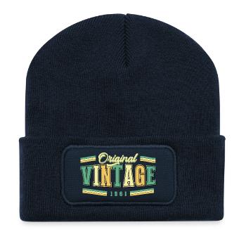 65. Geburtstag Original Vintage 1961 Retro - Recycelte Patch Beanie - French Navy - Vorne