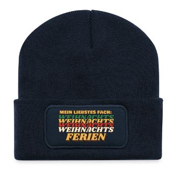 Mein liebstes Fach: Weihnachtsferien - Recycelte Patch Beanie - French Navy - Vorne