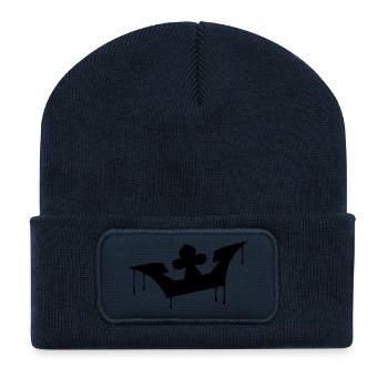 crown - Beanie recyclé à patch - bleu marine - Devant