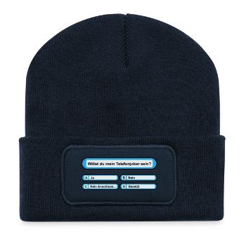 Telefonjoker Quiz - Recycelte Patch Beanie - French Navy - Vorne