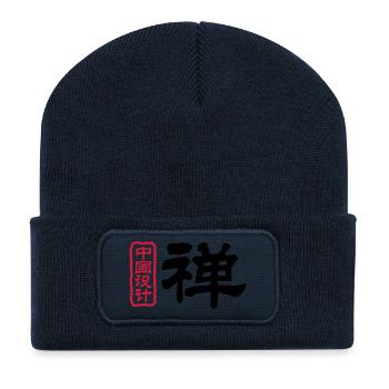Chinesische Worte: Zen - Recycelte Patch Beanie - French Navy - Vorne