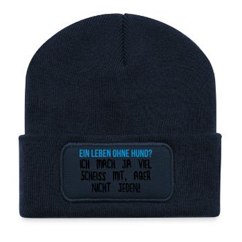Ein Leben ohne Hund? - Recycelte Patch Beanie - French Navy - Vorne