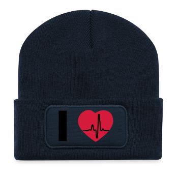 I Love - I heart - Recycelte Patch Beanie - French Navy - Vorne