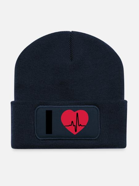 I Love - I heart - Recycelte Patch Beanie - French Navy