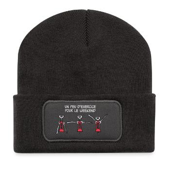 Exercice pour le weekend - Beanie recyclé à patch - charbon - Devant