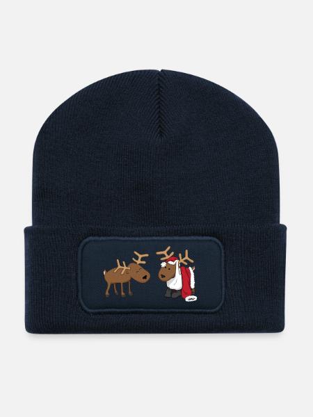 Rentiere verkleiden sich als Weihnachtsmann - Recycelte Patch Beanie - French Navy