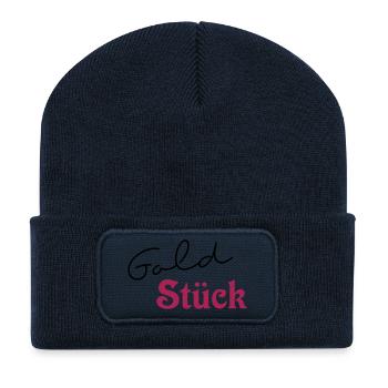 Gold Stück - Recycelte Patch Beanie - French Navy - Vorne