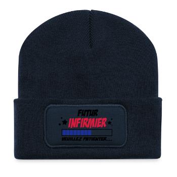 futur infirmier - Beanie recyclé à patch - bleu marine - Devant
