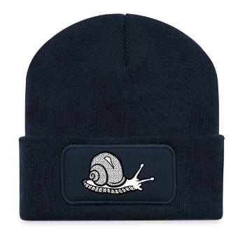 Snail black and withe - Recycled Patch Beanie - french navy - Front