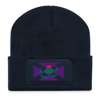Scottish Flag Thistle - Recycled Patch Beanie - french navy - Front
