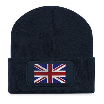 Union Jack grunge Drapeau - Beanie recyclé à patch - bleu marine - Devant