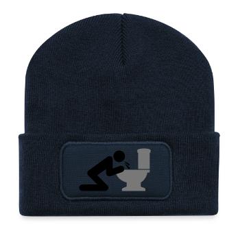 Mann kotzt in die Toilette - Recycelte Patch Beanie - French Navy - Vorne