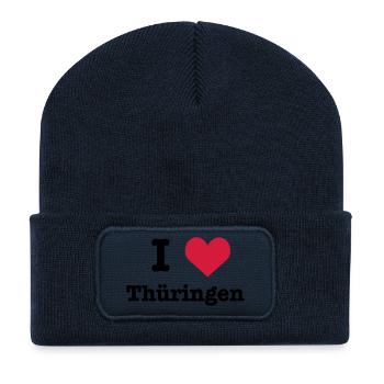I love (heart) Thüringen - Recycelte Patch Beanie - French Navy - Vorne