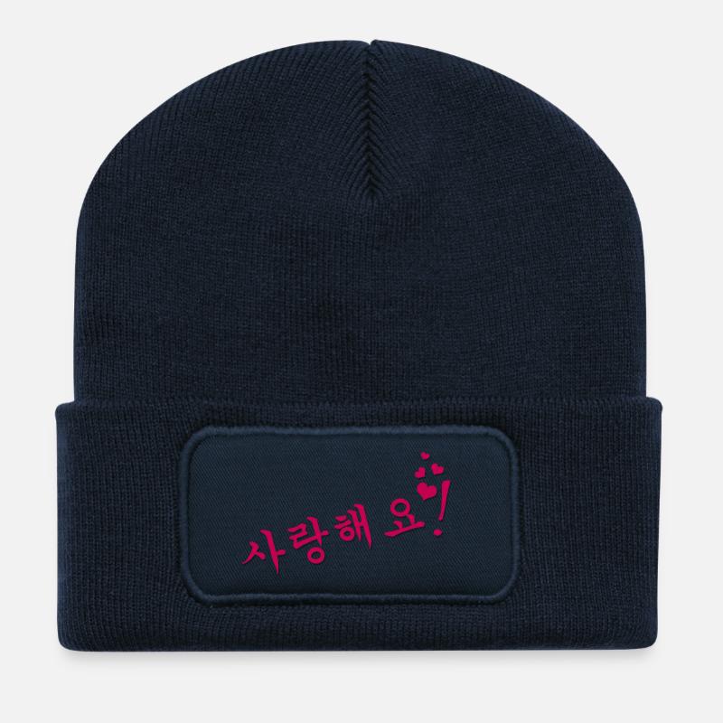 saranghaeyo - Beanie recyclé à patch - bleu marine
