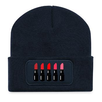 Rouge à lèvres - Beanie recyclé à patch - bleu marine - Devant