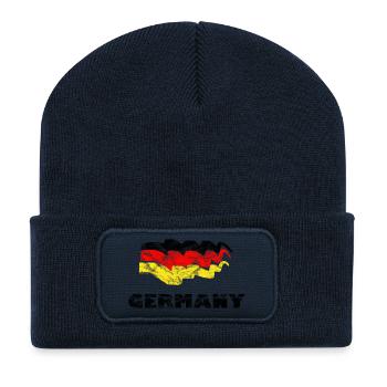 Drapeau de football Fan Shirt Allemagne - Beanie recyclé à patch - bleu marine - Devant