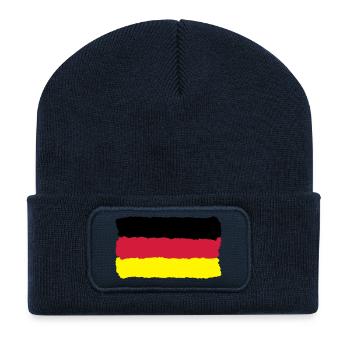 schwarz rot gold Deutschland Fahne Germany - Recycelte Patch Beanie - French Navy - Vorne