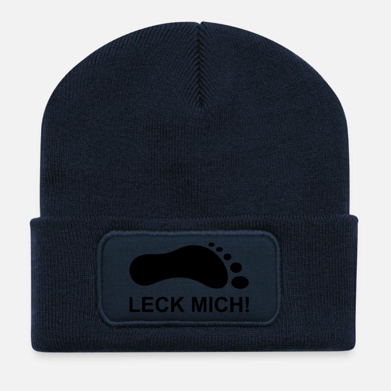Fuß Leck Geschenk Idee - Recycelte Patch Beanie - French Navy
