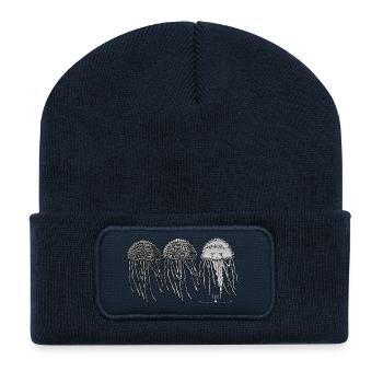 Jellyfish the transparent rulers of the sea - Recycled Patch Beanie - french navy - Front