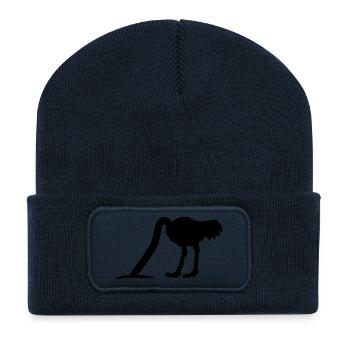 strauss_kopf_in_sand_t1 - Recycelte Patch Beanie - French Navy - Vorne