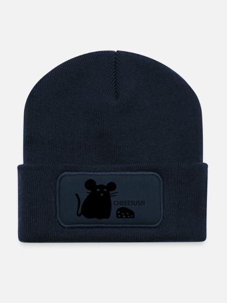 Souris - Beanie recyclé à patch - bleu marine